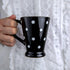 City to Cottage Handmade Black and White Polka Dot Ceramic Coffee Mug, 7 oz / 200ml, Unique Design