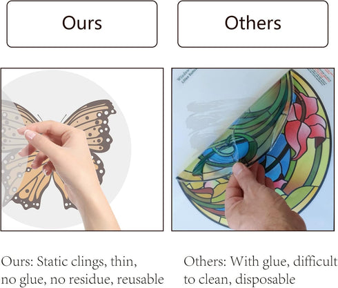 GORGECRAFT 6.3x6.3 Spring Butterfly Vinyl Window Clings, Non-Adhesive Reusable Decals for Sliding Glass Doors