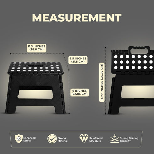 Utopia Home Folding Step Stool - Lightweight Plastic Foot Stool, 9 Inch Height, Holds Up to 300 lbs (Black)