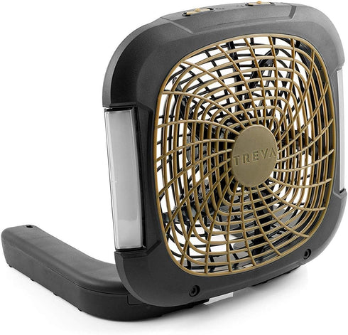 O2COOL Treva 10 Inch Portable Fan with LED Lights - Battery Powered 2-Speed Camping Fan for Outdoors