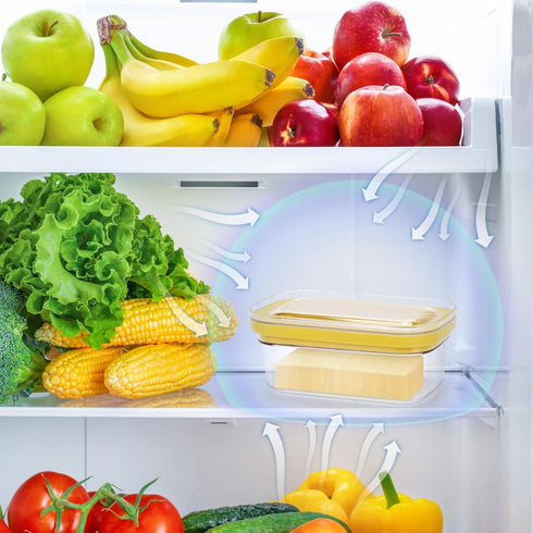 2pack (280g) ShineMe Butter Slicer Cutter, Airtight Plastic Butter Dish with Lid, Butter Stick Container with Forks