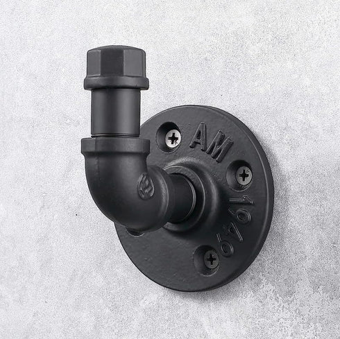 Industrial Style Wall Mounted Metal Iron Pipe Coat Hanger, Robe Towel Hook for Bathroom Bedroom