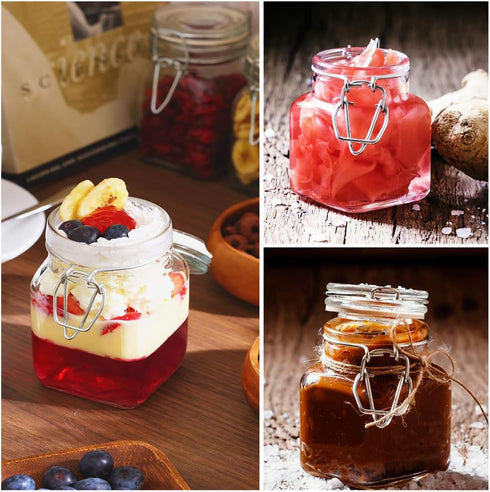 24 Pack 4oz 24 SPANLA Spice Jars, Small Glass Jars with Airtight Hinged Lid, With Spice Labels & Silicone Funnels