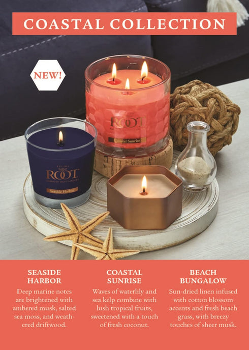 Scented Candles Honeycomb Veriglass Premium Handcrafted Beeswax Blend Candle, Small, Coastal Sunrise