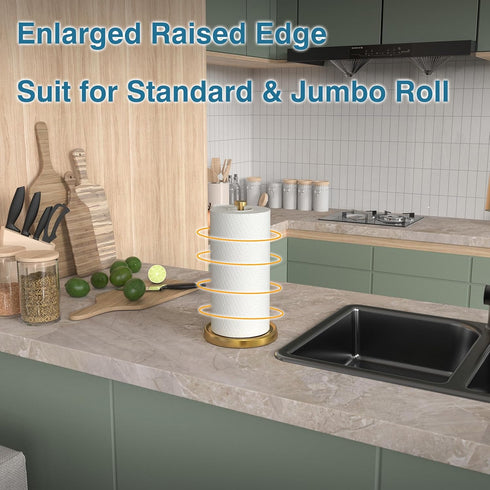 Countertop, Paper Towel Holder Gold Kitchen Accessories Decor, Stainless Steel, Weighted Base, Gold, Paper Towel Roll