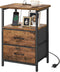 Fixwal Night Stand with Charger Station, Nightstand with Charging Station & Fabric