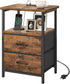 Fixwal Night Stand with Charger Station, Nightstand with Charging Station & Fabric