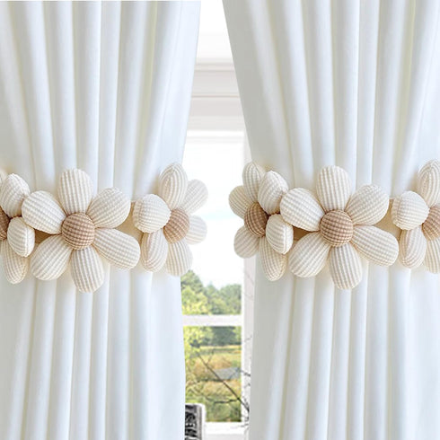 Tiebacks-2 Pack SRG Sunflower Curtain | Daisy Curtain Holdbacks Three Flower | Curtain Tiebacks Boho | Japanese Curtain