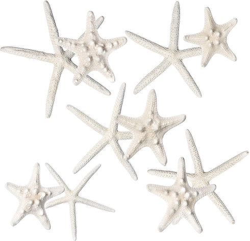 Nautical Crush Trading Starfish Decor, 5 White Starfish 4-6" and 5 Knobby Starfish 2-3.5" for Coastal Party