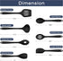 TeamFar Silicone Cooking Utensil Set of 7, Black Kitchen Nonstick Tools Turner Spoon Spatula Ladle Pasta Server for Nonstick Cookware, Healthy & One-Piece, Anti-Heat & Dishwasher Safe by TeamFar