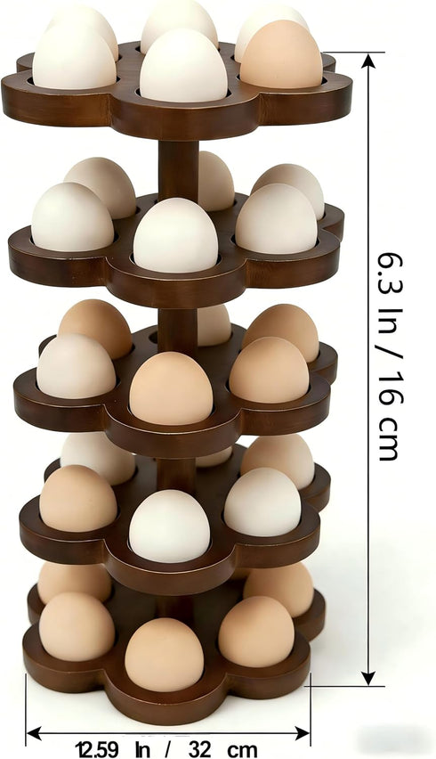 Lnncdsc Countertop 360 30 Counter, Wooden Egg Holder Rotating, Egg Rack for Eggs, Spiral Egg Storage Organizer