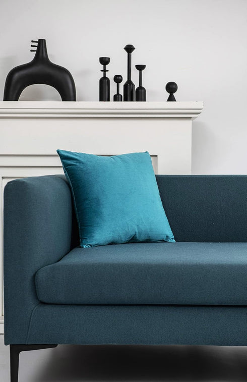 DEZENE Throw Pillow Cases 16x16 Turquoise: 2 Pack Soft Velvet Square Decorative Covers for Home Decor