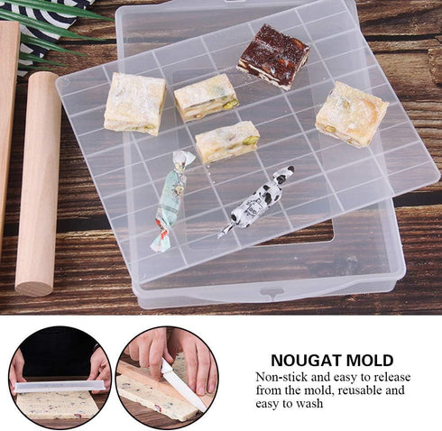 DIY Handmade Nougat Tools Tray Set - Silicone Nonstick Making Mat, Wooden Rolling Pin Baking Tools