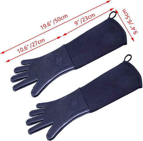 Extra Long Professional Oven Mitts, Non-Slip Silicone Grip Heat Resistant, 1 Pair,19.7" Length,Up to 572? for BBQ Cooking Baking Grilling, Black by ATRDTO