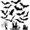 Whaline 16Pcs Halloween Refrigerator Magnets, Black Bat Stickers, Happy Halloween Decorative for Locker, Home, Garage
