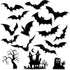 Whaline 16Pcs Halloween Refrigerator Magnets, Black Bat Stickers, Happy Halloween Decorative for Locker, Home, Garage