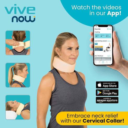 Vive Cervical Collar Neck Brace for Neck Pain Support, Soft Foam Brace for Pain Relief, Comfortable Corrector Wrap