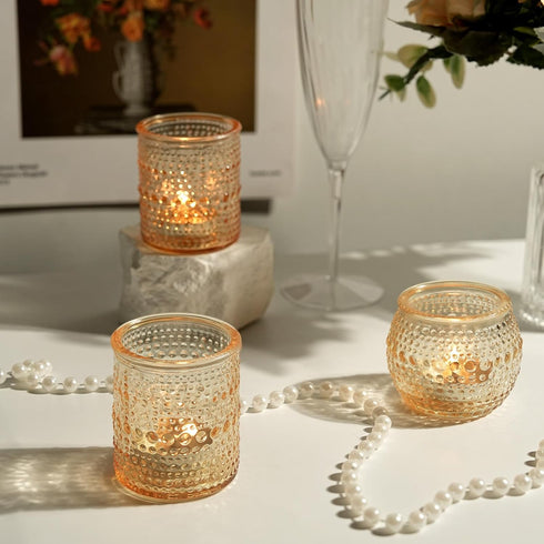 36 Packs 2x2.5inchs Votive Candle Holders for Valentine's Day, Gold Tea Light Candle Holders Glass, Votives Candle