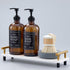 Soap Dispenser Set 16oz Refillable Amber Glass Bottles with Brush Holder, Dish