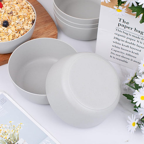 EI 8pcs Wheat Straw Bowls Set, 28oz Unbreakable Premium Cereal Bowls, Reusable Plastic Bowls for Picnic, Dinner, Party