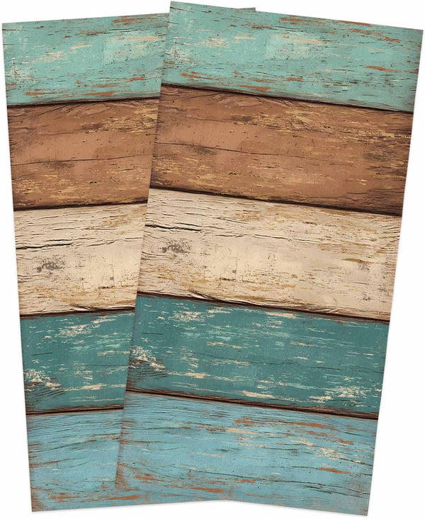 ZOE GARDEN Rustic Teal Green Brown Kitchen Towels,Retro Turquoise Farmhouse Absorbent Microfiber Kitchen Dish