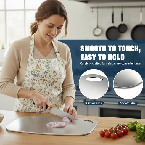 Set 2, 304 Non-Toxic Cutting Board of Stainless Steel Cutting Board Double Sided, Chopping Board for Kitchen