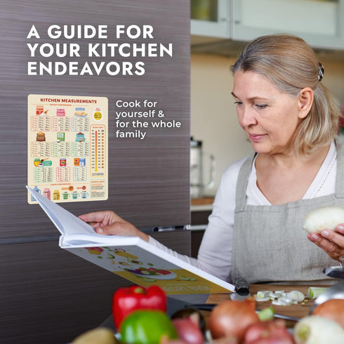 Levain & Co Kitchen Conversion Chart Magnet for Easier Cooking & Baking, Vintage Kitchen Accessories
