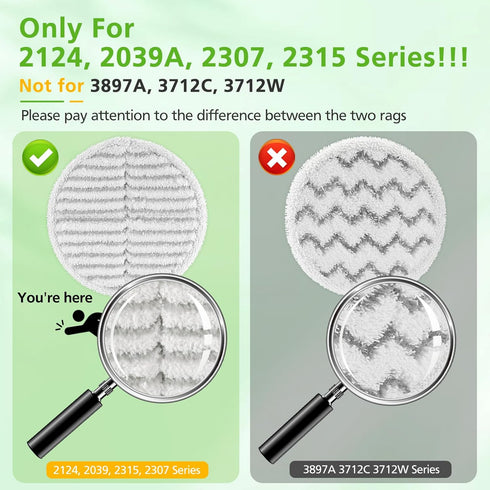 8 Pack 2124, 2039A, 2307, 23157, 23159, 20393, 20399 2 4 2 Mop Pads Replacement Compatible with Bissell Spinwave Hard