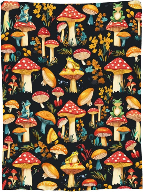 Knerova Cozy 50"X40" Mushroom Blanket Mushroom Decor Animal Throw Super Soft Plush Flannel Fleece Blanket Gift for Kids