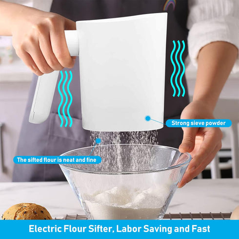 Electric Flour Sifter, Battery Operated Sieve for Baking, Handheld Cooking Tool for Pastry Baking Kitchen Utensil