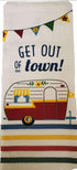 4 Piece Happy Camper Kitchen Towel Bundle - 1 Tea Towel, 1 Terry Towel, 2 Potholders
