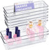HOUSE DAY 8 PCS Desk Drawer Organizer Bins, 9*3*2" Clear Organizers with Silicone Pads for Makeup, Kitchen, Office