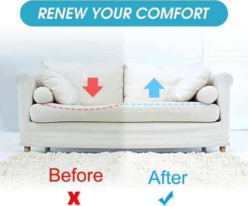 moonoom 22"x22" (2 Couch Cushion Support, Blue Sofa Cushion Sagging Repair, Curved High Density Foam Replacement