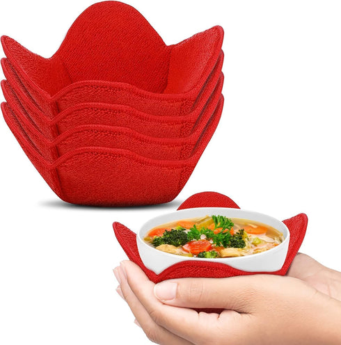 Microwave Bowl Huggers Warmers Set of 4, Heat Resistant Food Warmer for Hot and Cold Bowls, Microwave Safe
