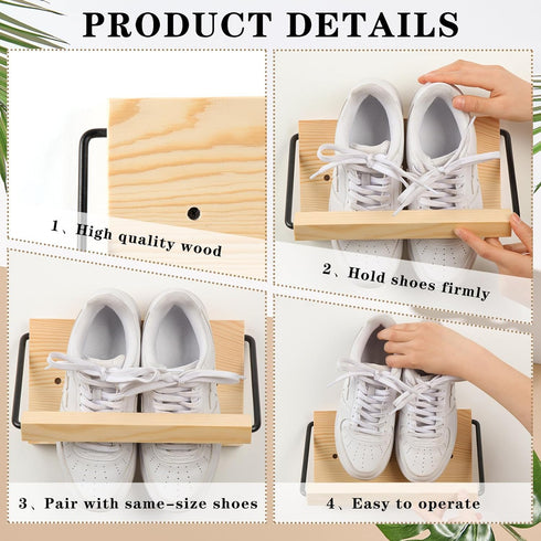 2 Hallway(9.84'' Mifoci Pcs Wall Mounted Shoe Rack Organizer Wooden Modern Compact Wall Space Saving Shoe Holder