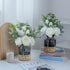 YXZZWL Artificial Flowers with Vase, Faux Silk Roses and Eucalyptus Centerpiece for Home Decor (White)