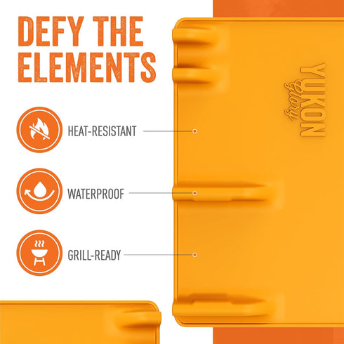 Yukon Glory Orange Tool Resting Mat, BBQ Utensil Holder, Heat-Resistant Non-Stick Silicone Mat for Outdoor Cooking
