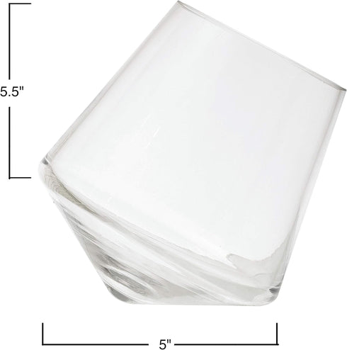 Bloomingville Clear Glass Decorative Vase with Angled Base