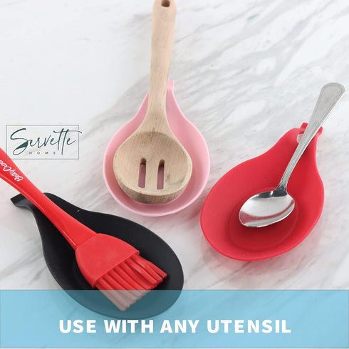 Pink Silicone Spoon Rest for Kitchen Spoon Holder