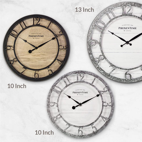 Presentime & Co 10" Farmhouse Series Wall Clock - Vintage Design, Cottage Style, Oil Rubbed Bronze