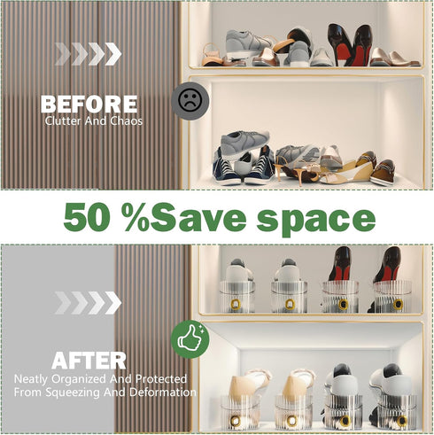 Closet 10 Pack) Shoe Slot Organizer,Adjustable Shoe Stacker for a Pair of Shoes,Shoe Holder Space Saver,Double Deck