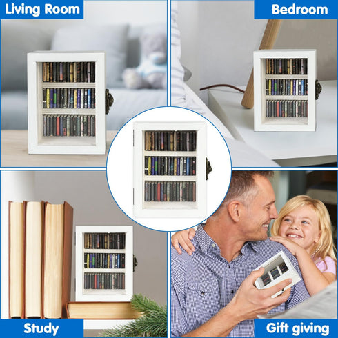 WAIZHIUA 60pcs Anxiety Bookshelf Mini Book Shelfs Ornament Miniature Bookshelf Decor Shake Away Your Anxiety Miniature