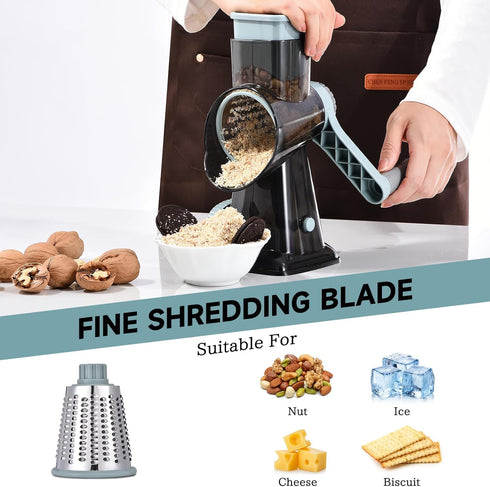 3 Rotary Cheese Grater with Handle Kitchen Shredder Slicer Grater Slicer Ice Shaver Cheese Vegetable Nuts Potato