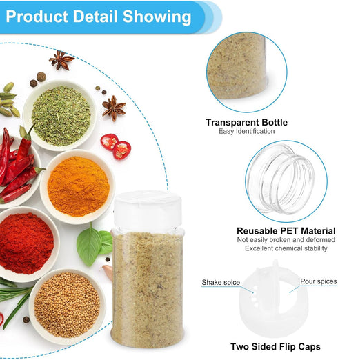 PATIKIL 1oz Plastic Spice Jars with Shaker Lids, 8 Pcs Refillable Empty Seasoning Containers for Storing Spice