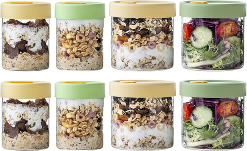Overnight Oats Containers with Lids, 22oz & 16 oz Glass Jars with