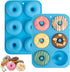Silicone Donut Mold for 6 Doughnuts, Set of 2, Food Grade LFGB Baking Pan, Non-Stick, Dishwasher Safe, Blue