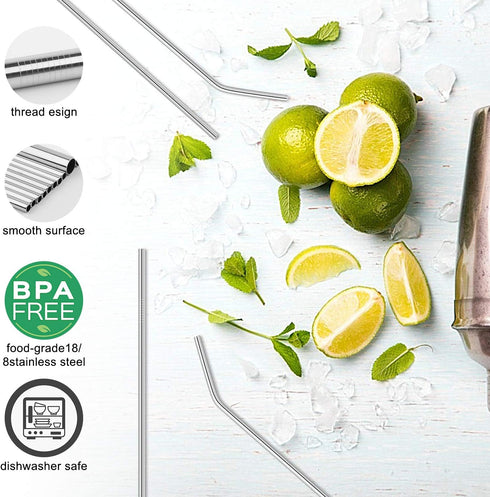 Hypermotion Stainless Steel Straw - Food Grade Reusable Metal Drinking Straw Set with Cleaning Brushes