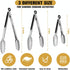 Stainless Steel Kitchen Tongs,9 Pieces Cooking Tongs,Non-Slip Metal Food Tongs for Cooking,Heat Resistant 600 Degrees,Heavy Duty Metal Locking Tongs,Perfect for Salad and BBQ(7, 9, 12 Inch) by Loppdece