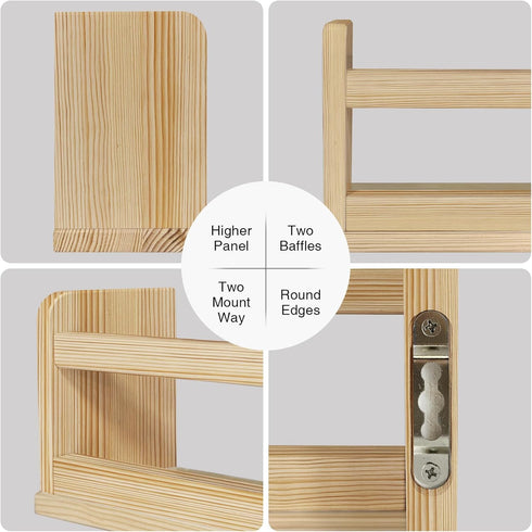 Set 3, 24 Inch Harwaya Natural Wood Wall Bookshelf for Kids Bedroom of Wooden Floating Nursery Book Shelves for Baby