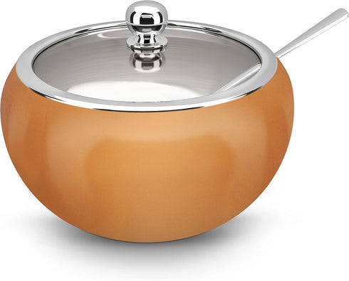 KooK Sugar Bowl with Lid and Spoon, Sugar Container for Salt, Coffee, Holds 2 Cups, Dishwasher Safe, Copper, 16 Oz
